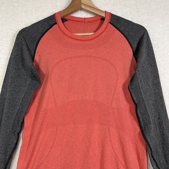 Lululemon Run Swiftly Tech Orange Gray Heather Long Sleeve Shirt Size 2, 4? - Picture 3 of 9